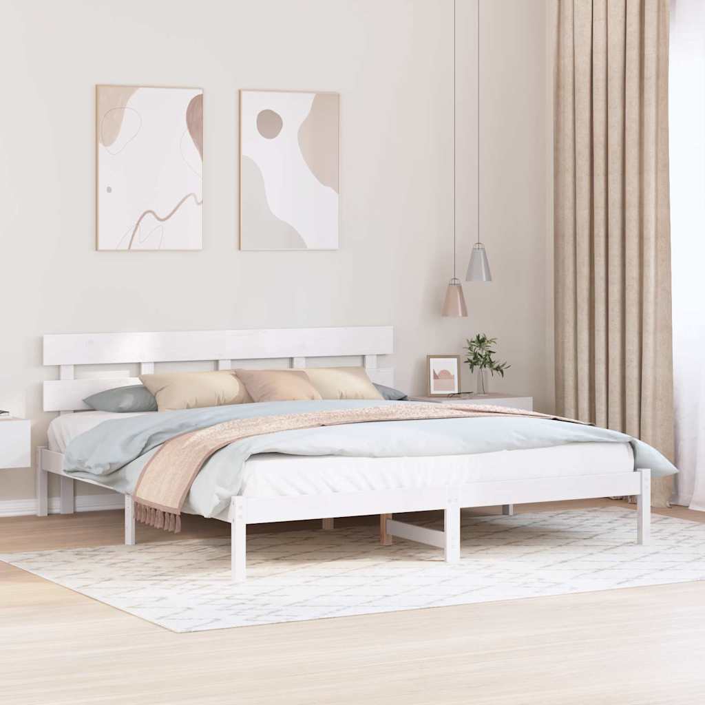 Bettgestell mit Kopfteil Weiß 180 x 200 cm Massivholz Kiefer