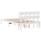 Bettgestell mit Kopfteil Weiß 140 x 190 cm Massivholz Kiefer