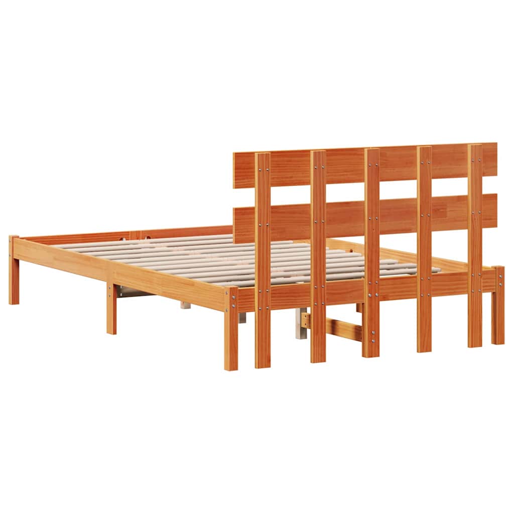 Bettgestell mit Kopfteil Braun 140 x 190 cm Massivholz Kiefer