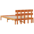 Bettgestell mit Kopfteil Braun 135 x 190 cm Massivholz Kiefer