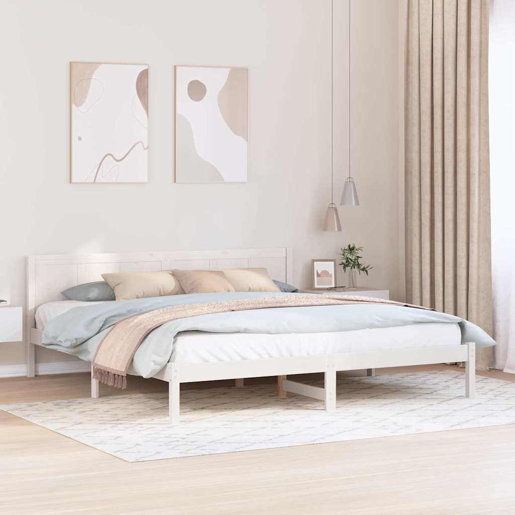 Bettgestell Weiß 200 x 200 cm Massivholz Kiefer