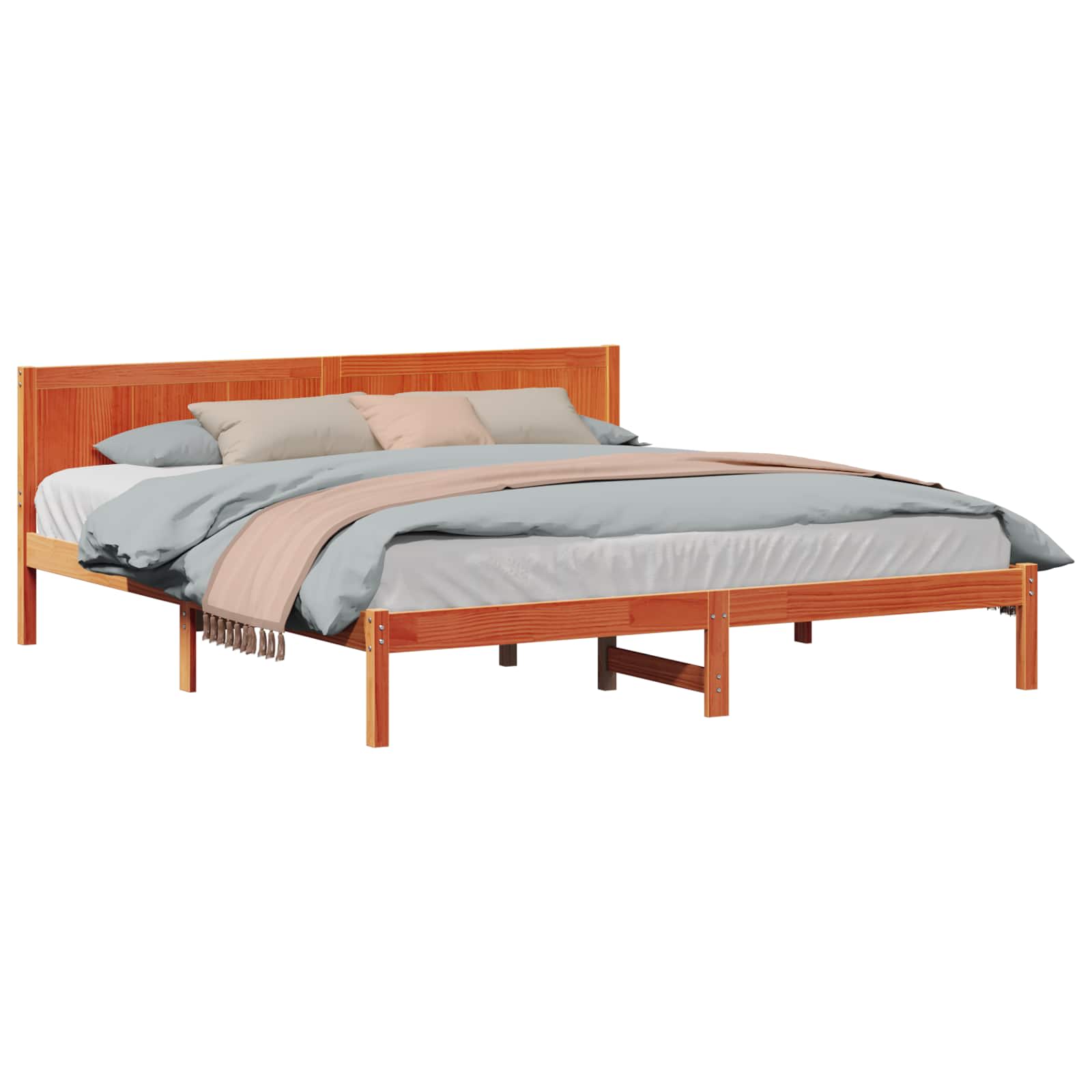 Bettgestell Braun 200 x 200 cm Massivholz Kiefer