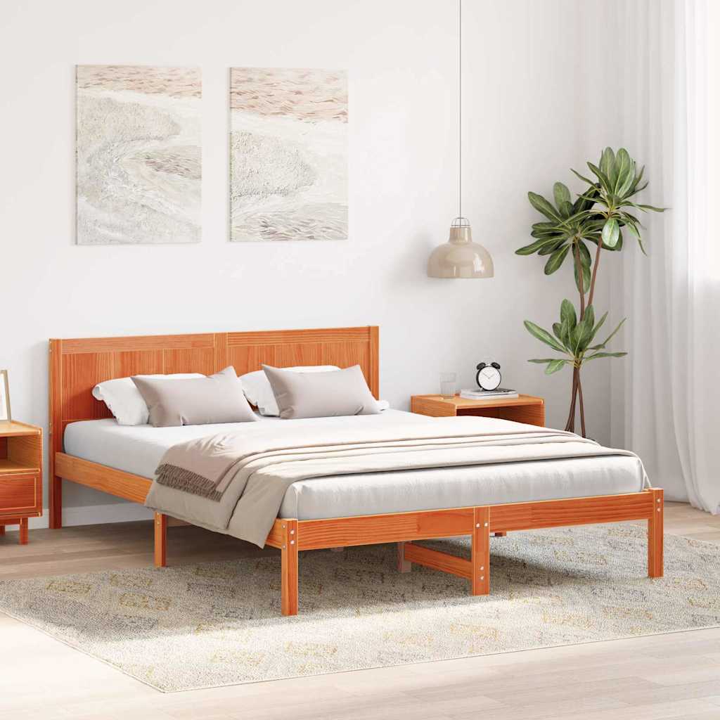 Bettgestell Braun 140 x 200 cm Massivholz Kiefer