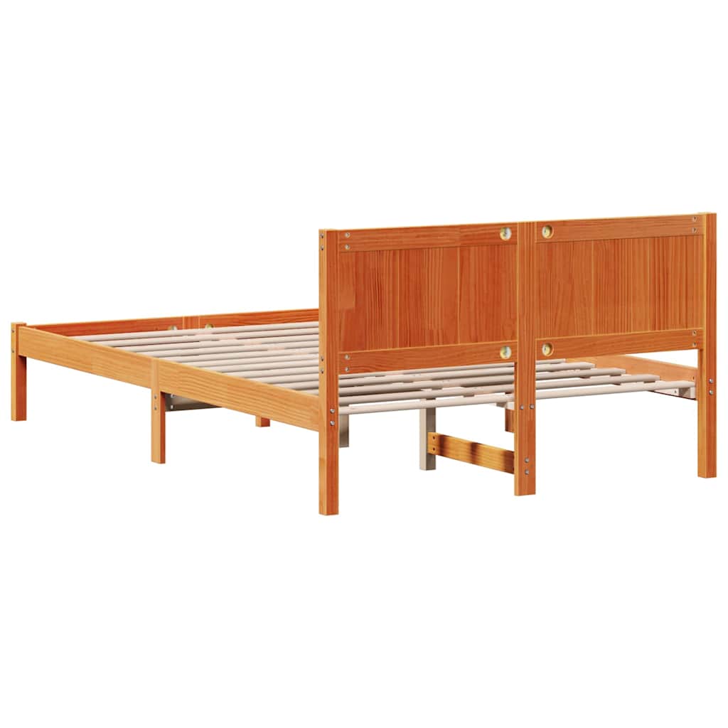 Bettgestell Braun 135 x 190 cm Massivholz Kiefer