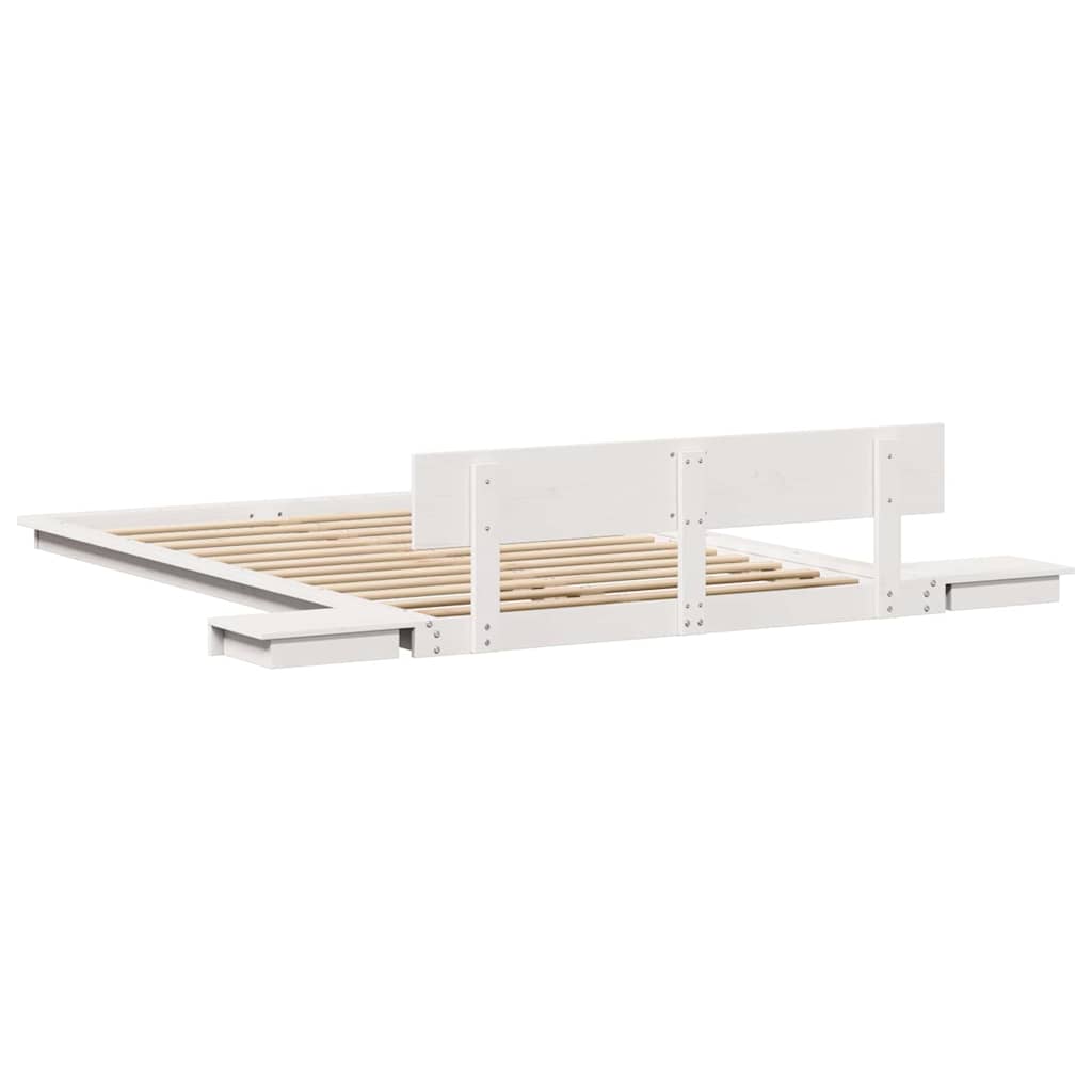 Bettgestell mit Kopfteil mit Speicher Braun 135 x 190 cm Holz