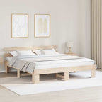 Bettrahmen mit Kopfteil Natur 180 x 200 cm Massives Kiefernholz