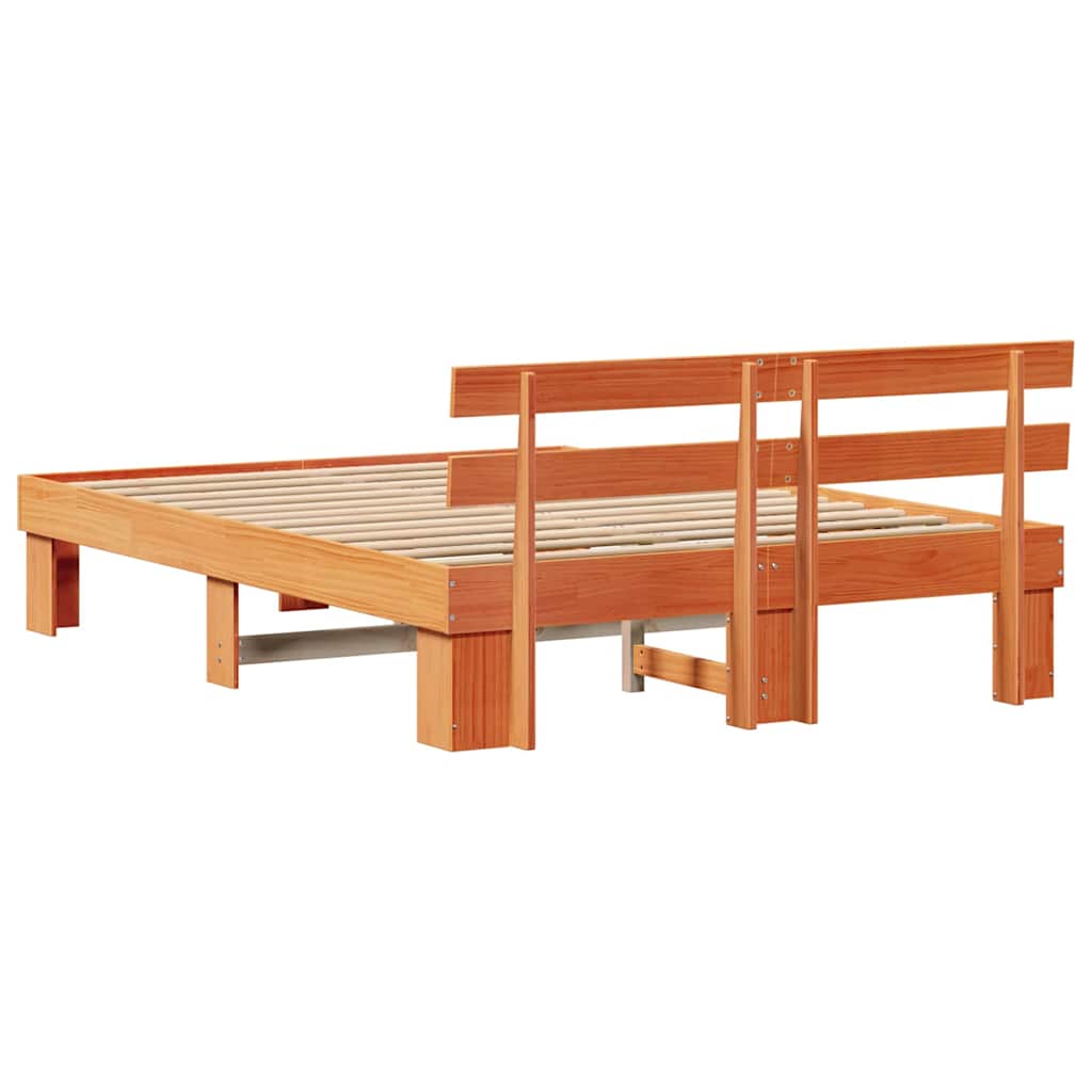 Bettrahmen Wachsbraun 150 x 200 cm Massives Kiefernholz