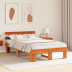 Bettrahmen Wachsbraun 135 x 190 cm Massives Kiefernholz