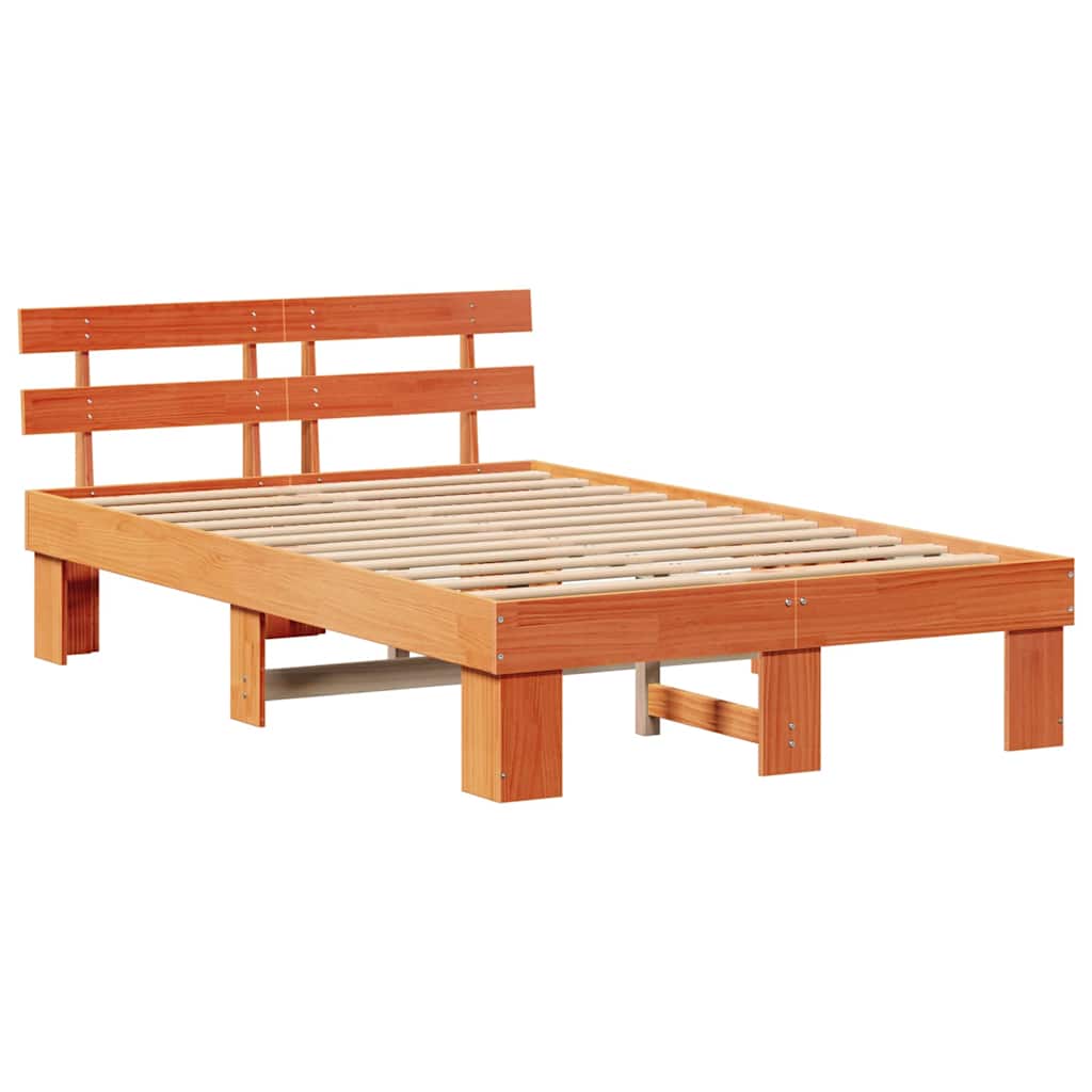 Bettrahmen Wachsbraun 120 x 190 cm Massives Kiefernholz