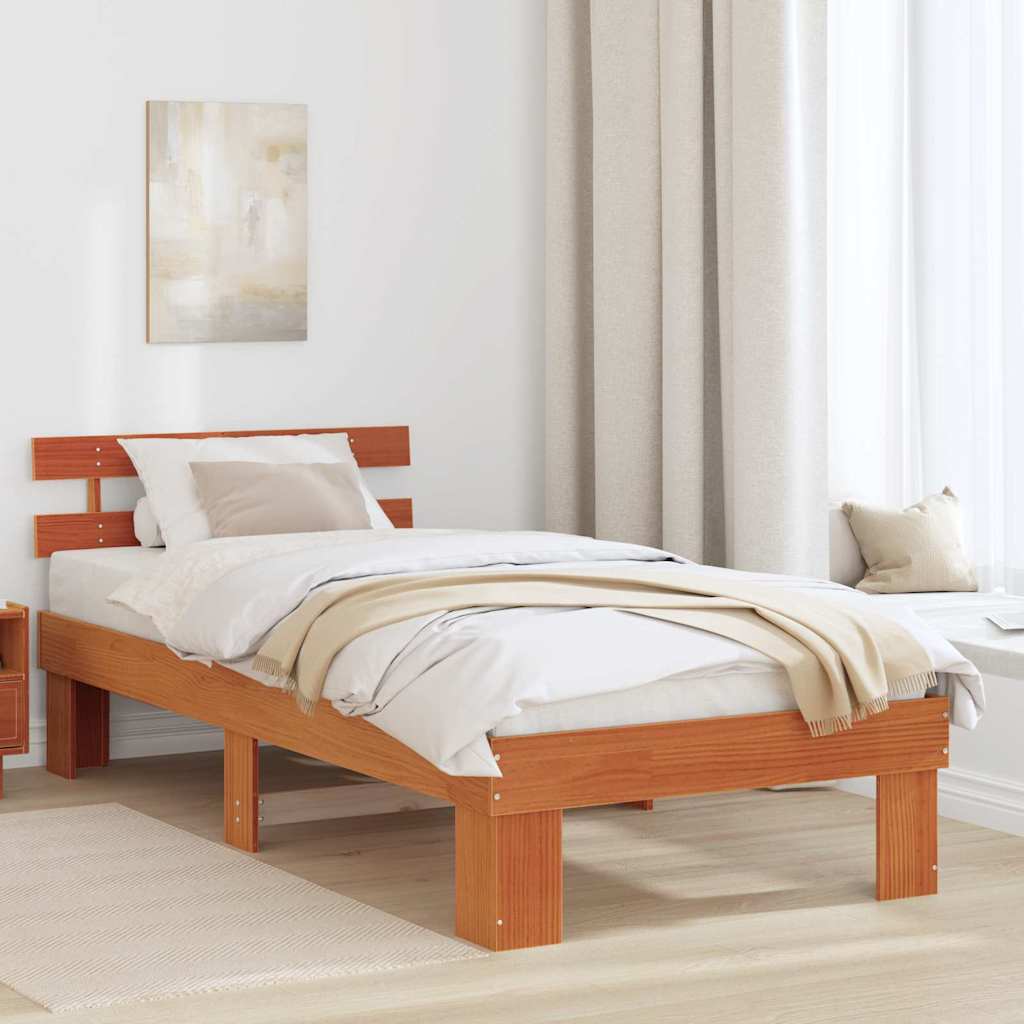 Bettrahmen Wachsbraun 90 x 190 cm Massives Kiefernholz