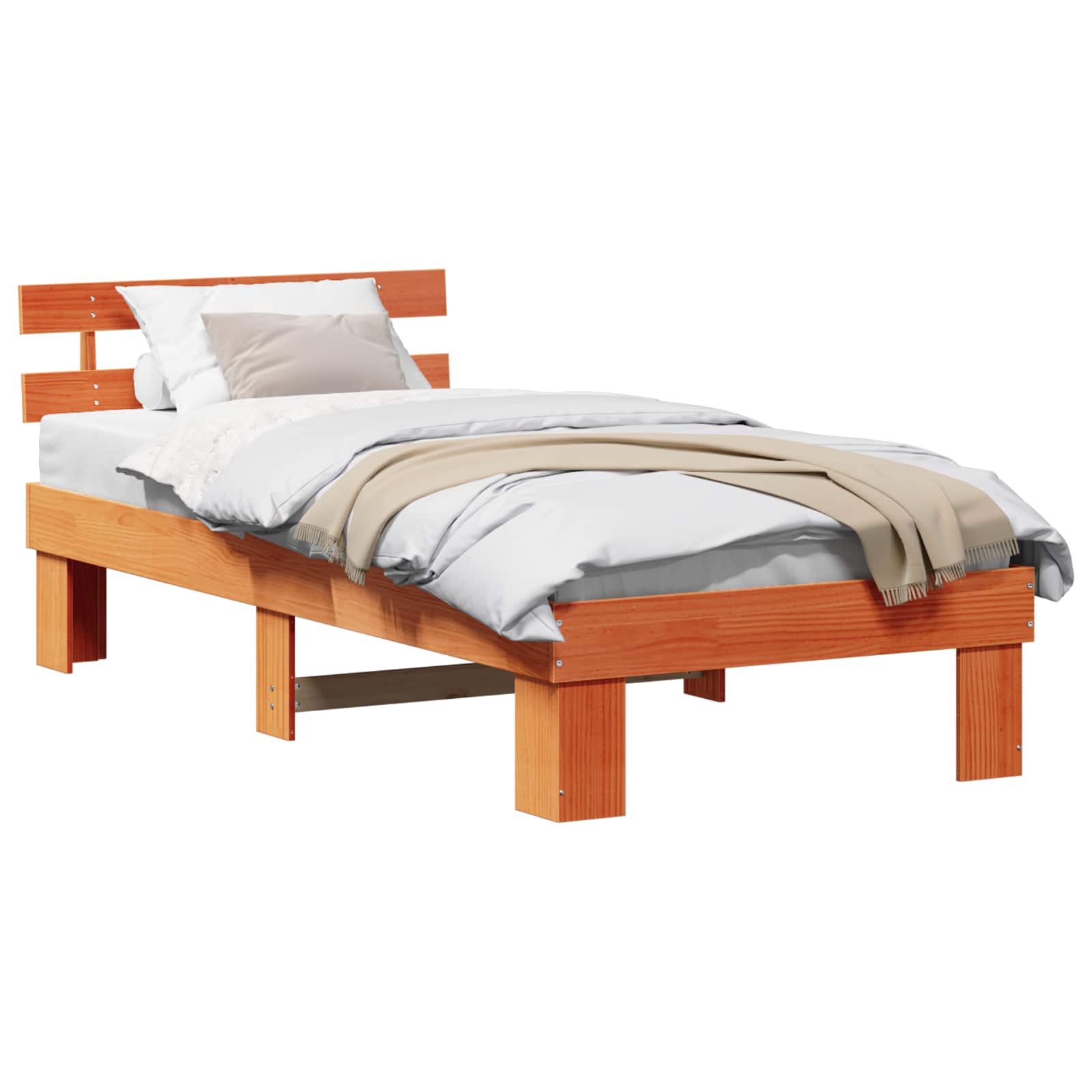 Bettrahmen Wachsbraun 90 x 190 cm Massives Kiefernholz