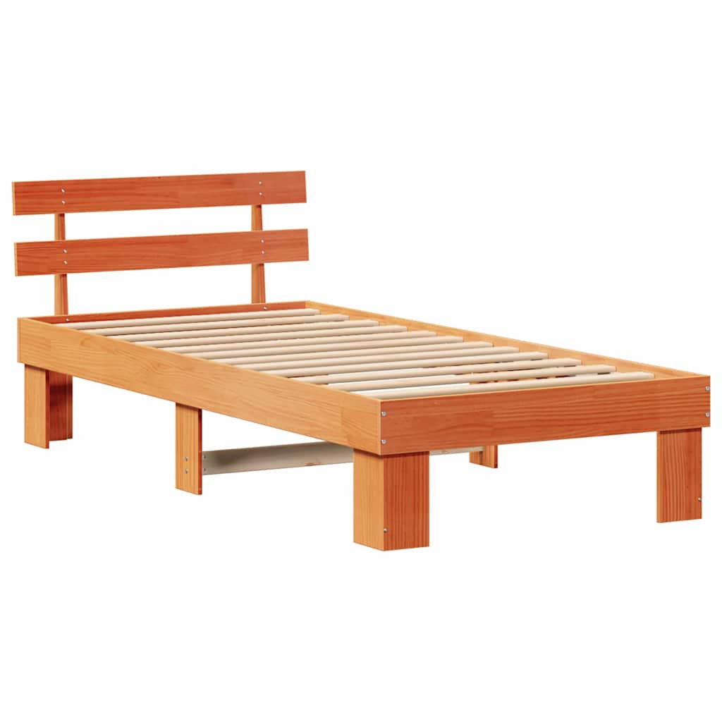 Bettrahmen Wachsbraun 75 x 190 cm Massives Kiefernholz