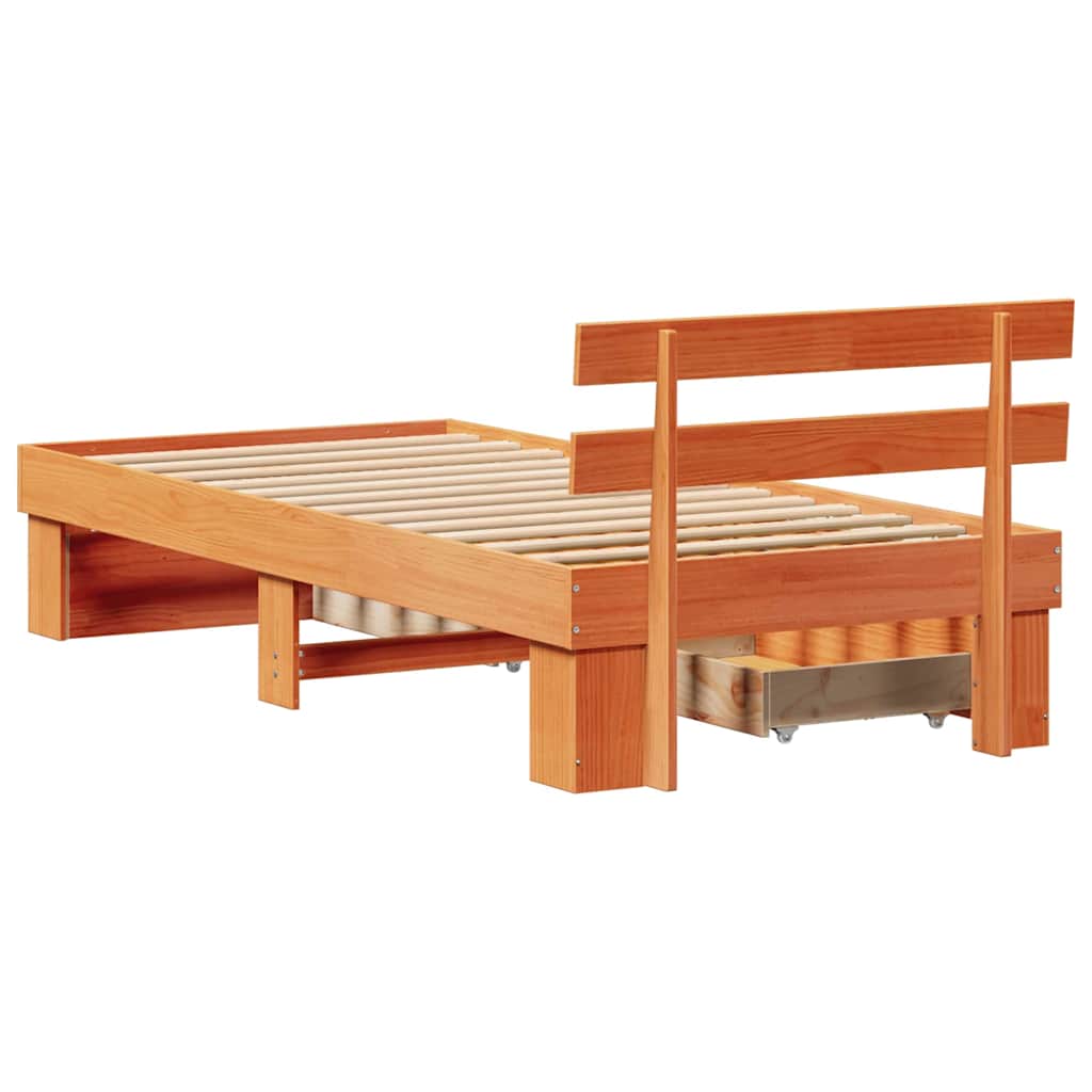 Bettrahmen Wachsbraun 75 x 190 cm Massives Kiefernholz