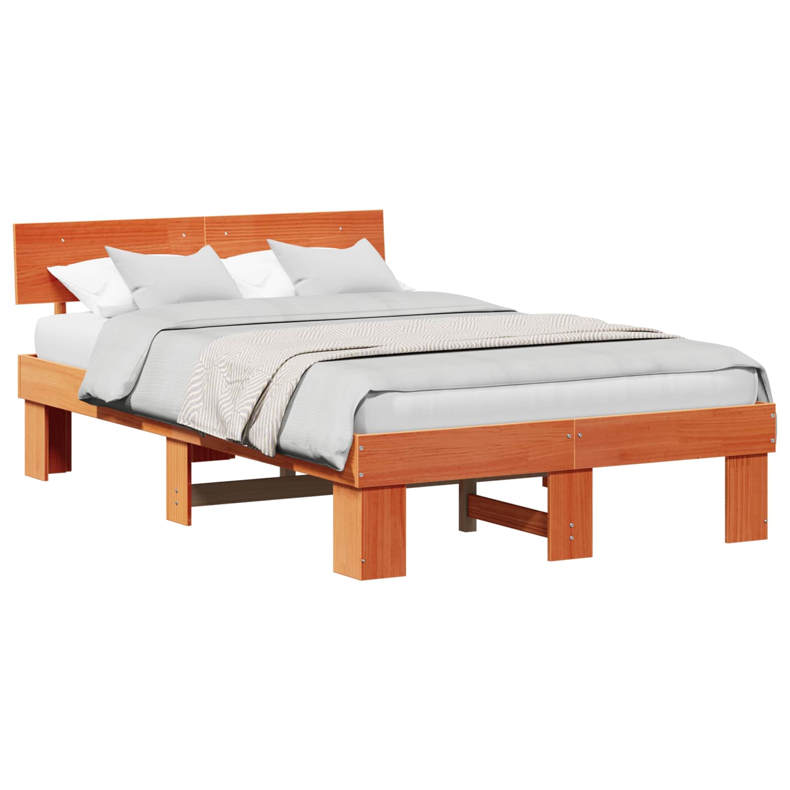 Bettrahmen Wachsbraun 140 x 190 cm Massives Kiefernholz