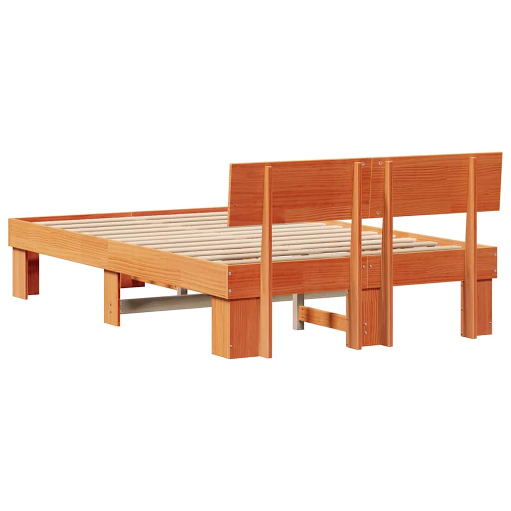 Bettrahmen Wachsbraun 140 x 190 cm Massives Kiefernholz
