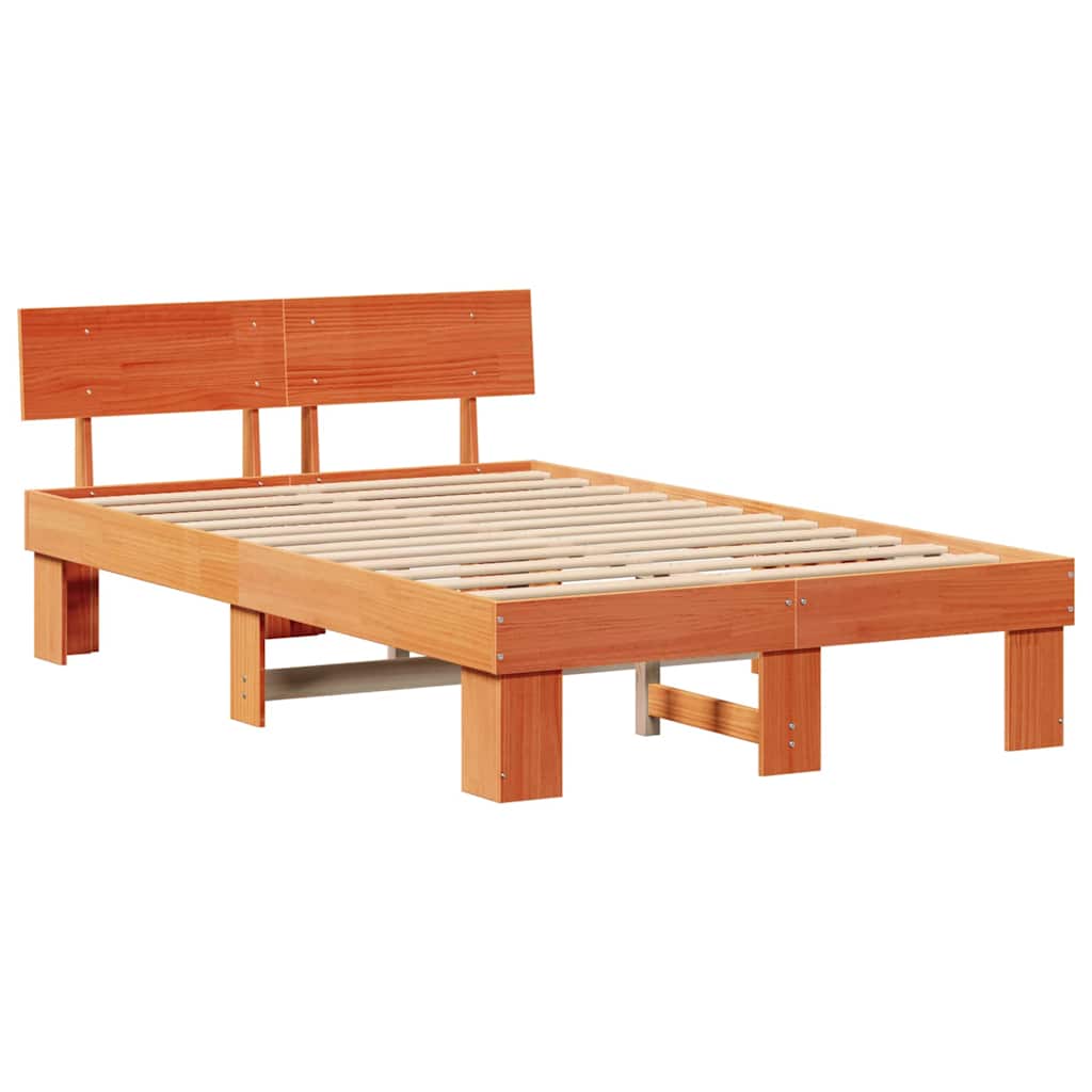 Bettrahmen Wachsbraun 135 x 190 cm Massives Kiefernholz