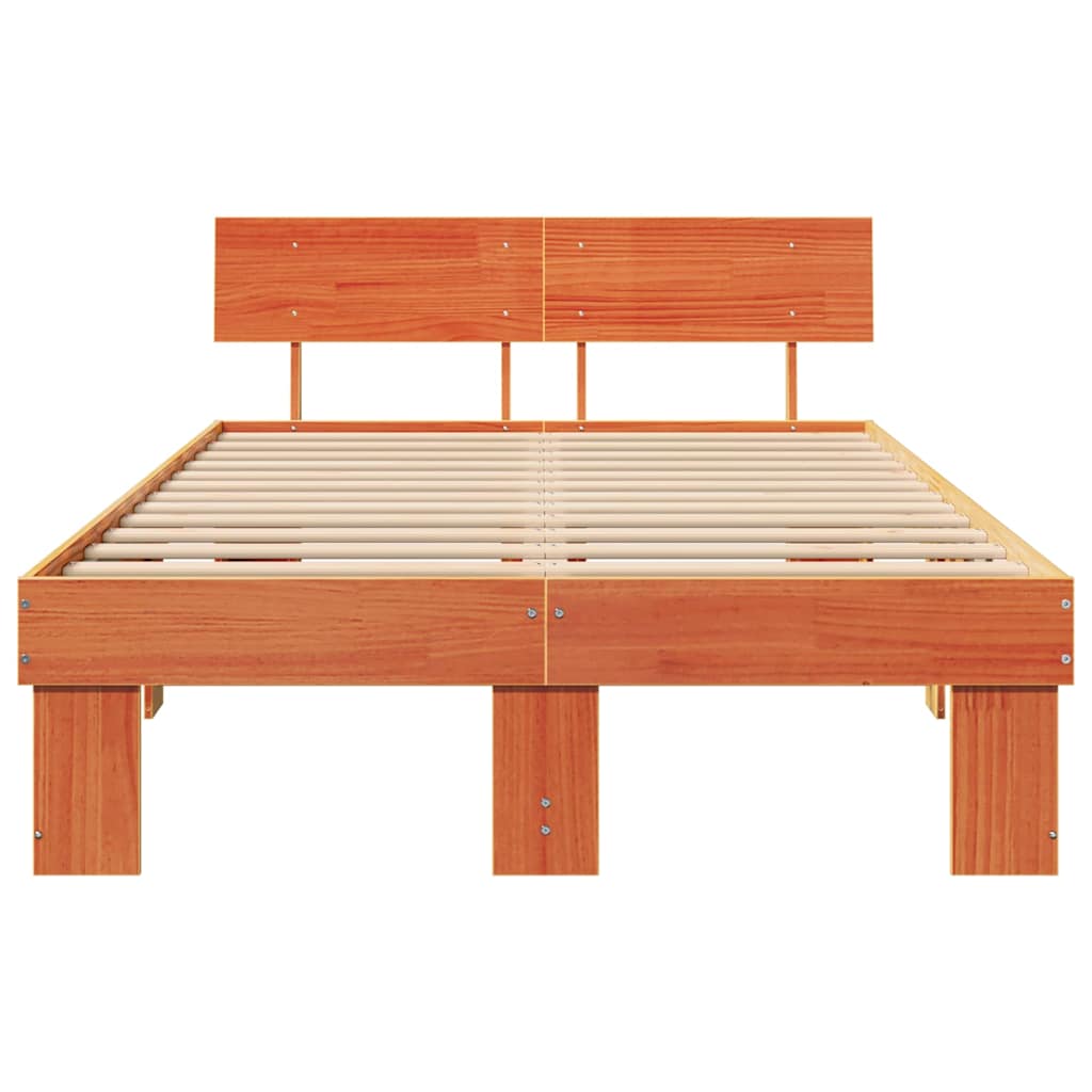 Bettrahmen Wachsbraun 120 x 190 cm Massives Kiefernholz