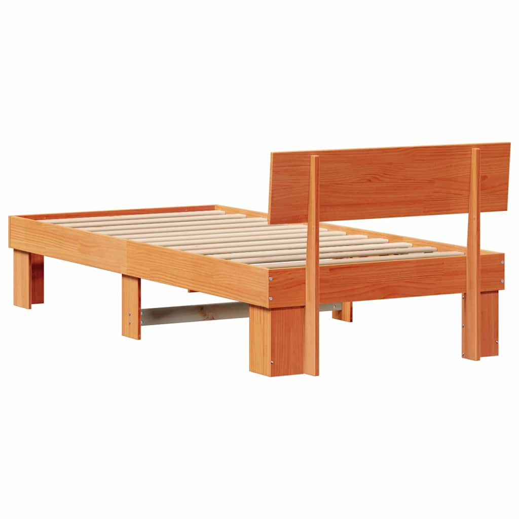Bettrahmen Wachsbraun 100 x 200 cm Massives Kiefernholz