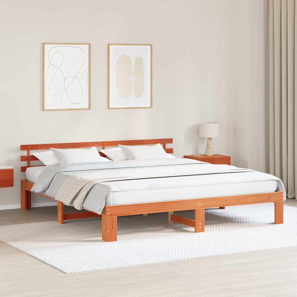Bettrahmen Wachsbraun 200 x 200 cm Massives Kiefernholz