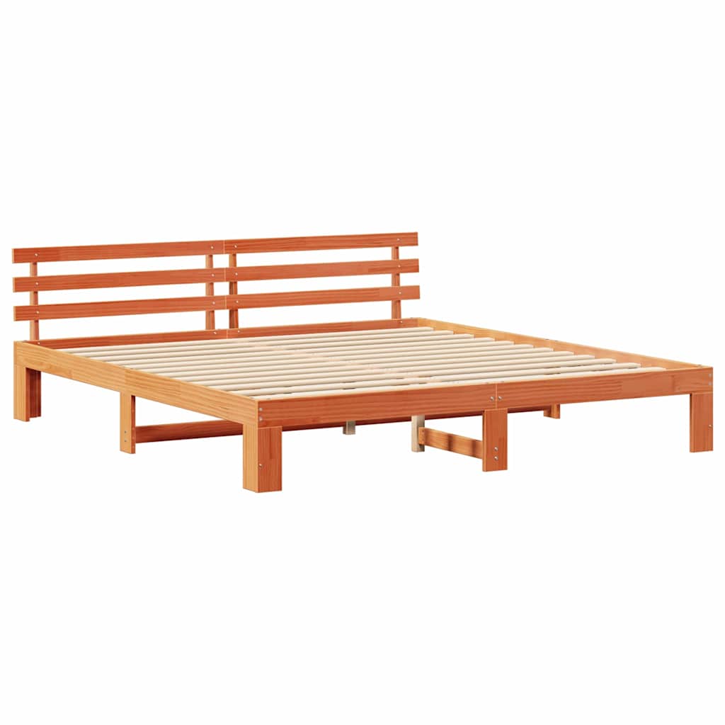 Bettrahmen Wachsbraun 200 x 200 cm Massives Kiefernholz