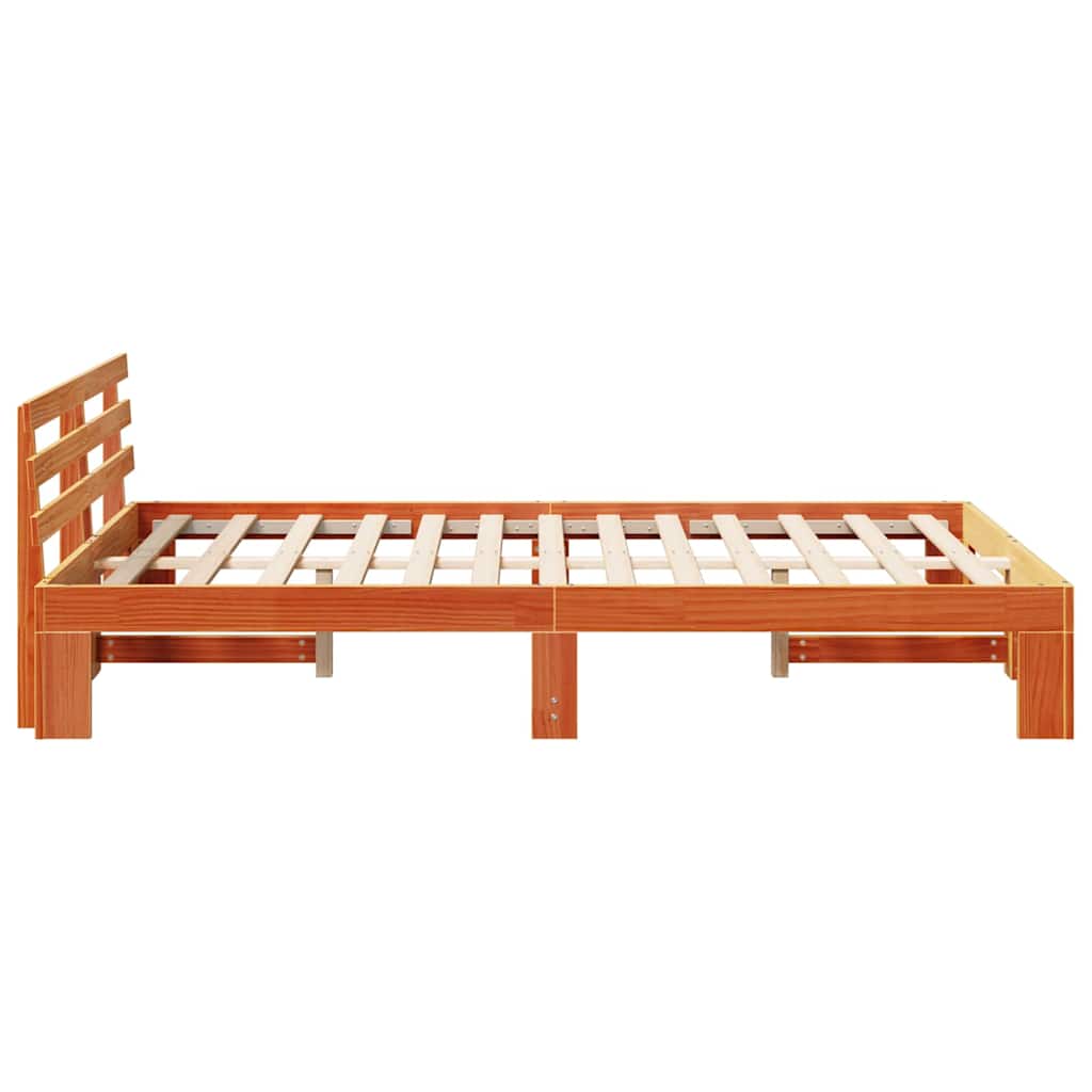 Bettrahmen Wachsbraun 140 x 190 cm Massives Kiefernholz