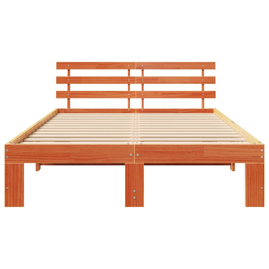 Bettrahmen Wachsbraun 135 x 190 cm Massives Kiefernholz