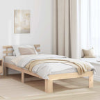 Bettrahmen mit Kopfteil Natur 75 x 190 cm Massives Kiefernholz