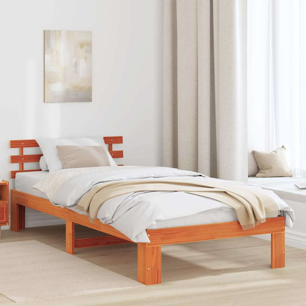 Bettrahmen Wachsbraun 75 x 190 cm Massives Kiefernholz