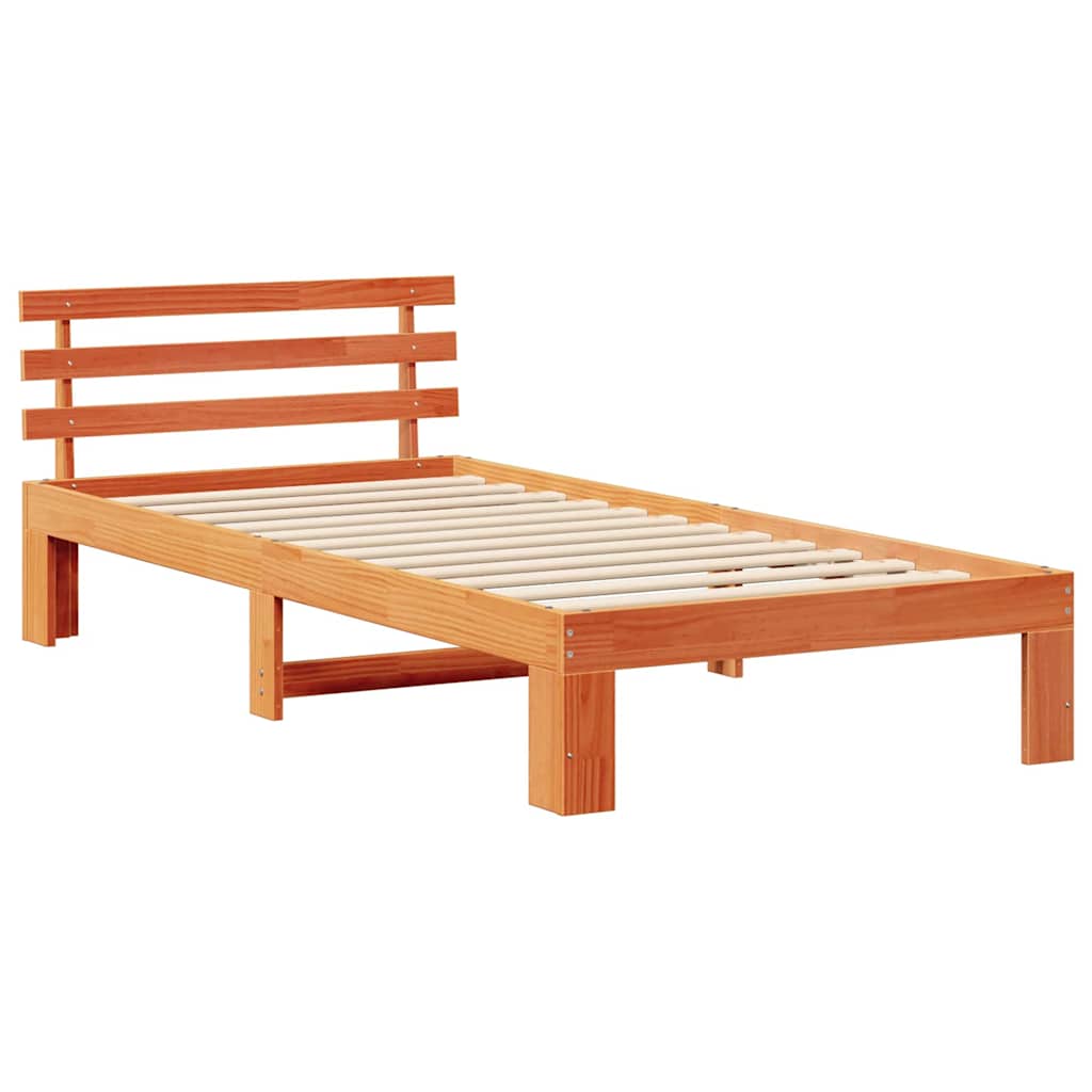 Bettrahmen Wachsbraun 75 x 190 cm Massives Kiefernholz