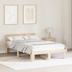 Bettrahmen mit Kopfteil Natur 140 x 190 cm Massives Kiefernholz