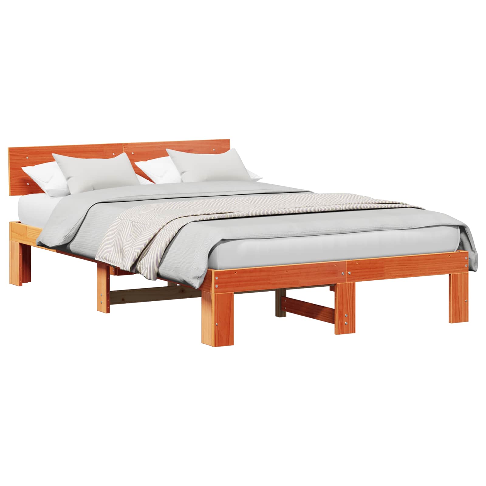 Bettrahmen Wachsbraun 140 x 190 cm Massives Kiefernholz