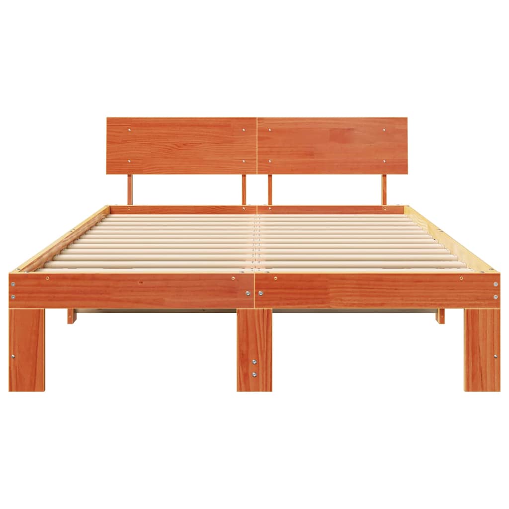 Bettrahmen Wachsbraun 120 x 190 cm Massives Kiefernholz