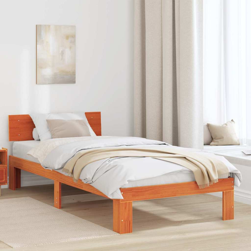 Bettrahmen Wachsbraun 100 x 200 cm Massives Kiefernholz