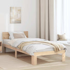 Bettrahmen mit Kopfteil Natur 75 x 190 cm Massives Kiefernholz