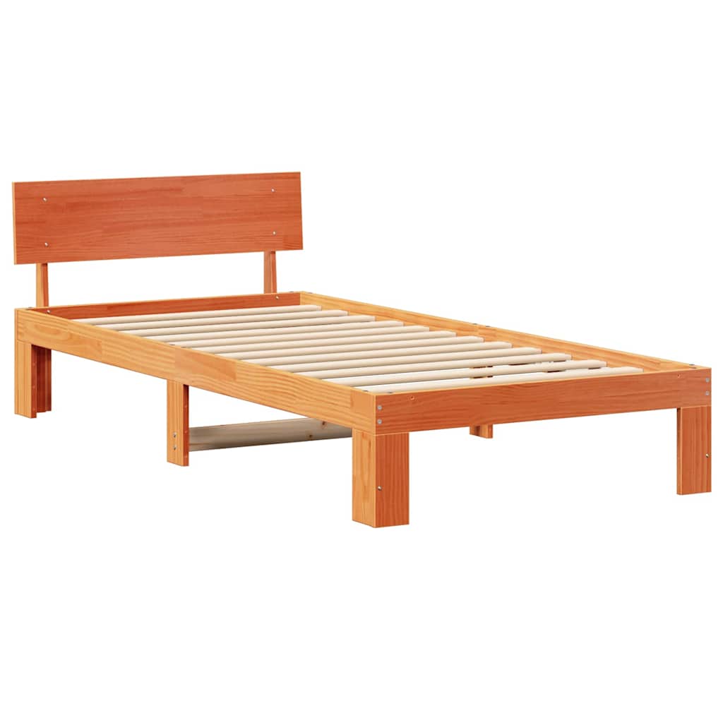 Bettrahmen Wachsbraun 75 x 190 cm Massives Kiefernholz
