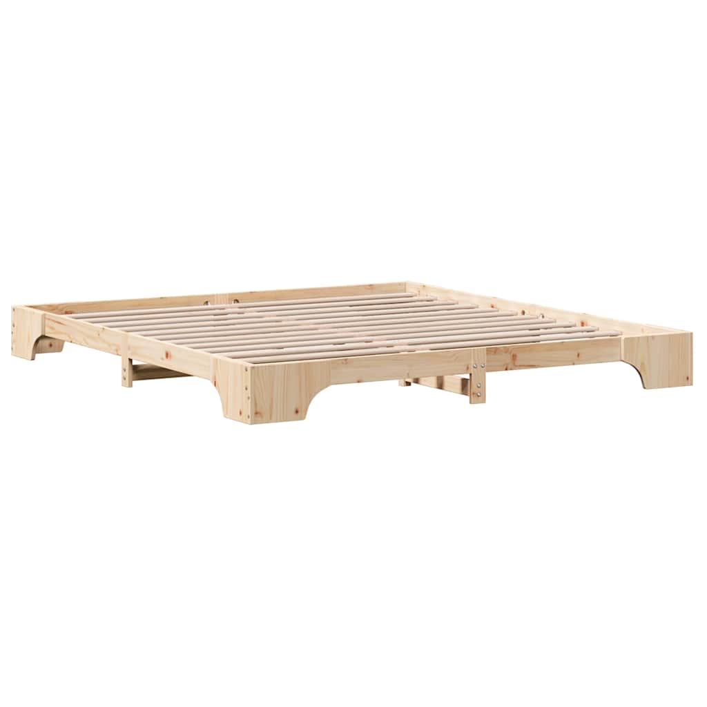 Bettrahmen Natur 200 x 200 cm Massives Kiefernholz