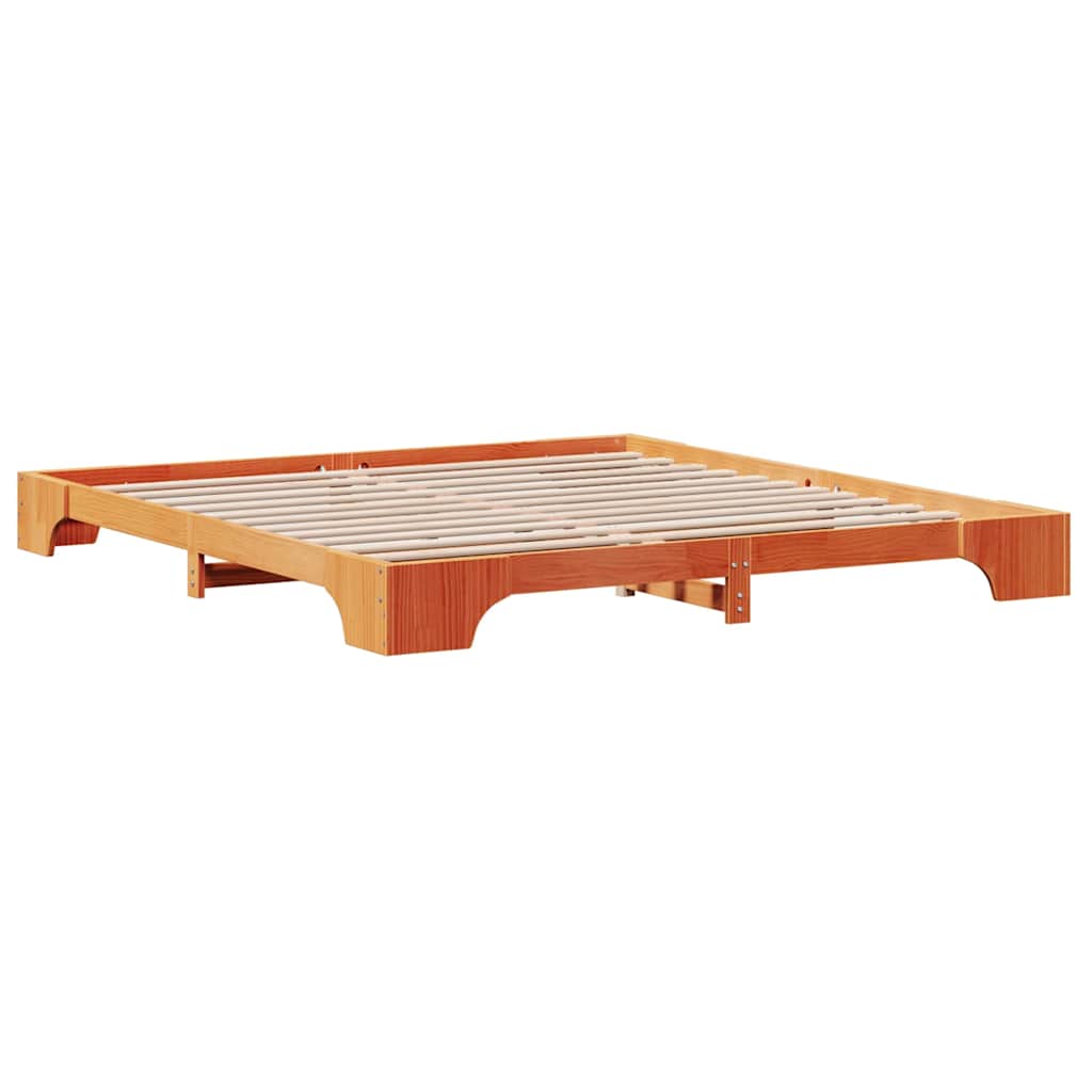 Bettrahmen Wachsbraun 200 x 200 cm Massives Kiefernholz