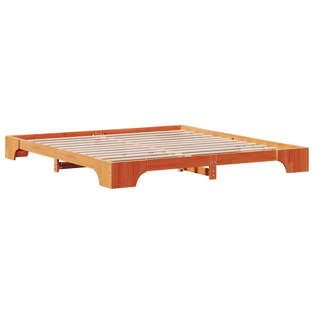 Bettrahmen Wachsbraun 200 x 200 cm Massives Kiefernholz