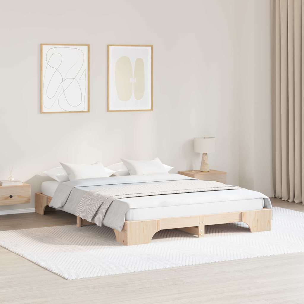 Bettrahmen Natur 150 x 200 cm Massives Kiefernholz