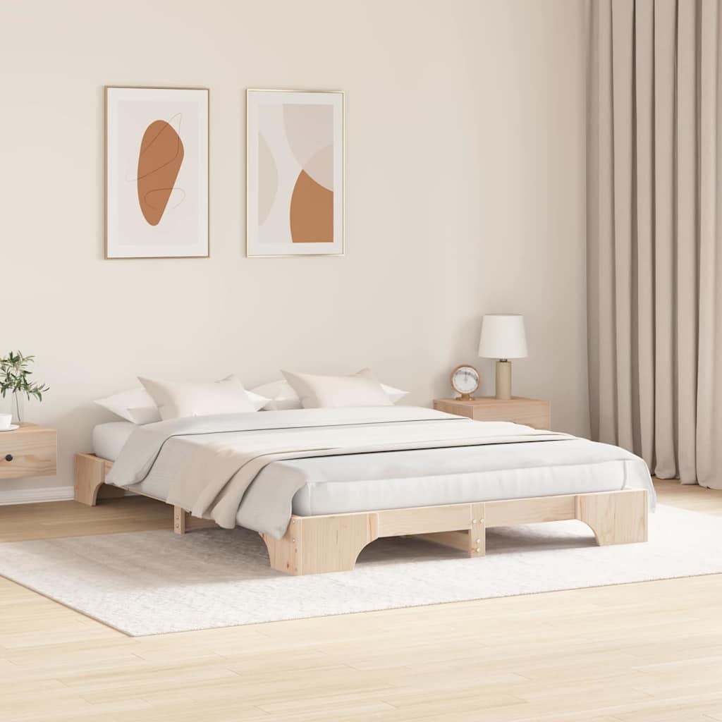 Bettrahmen Natur 140 x 200 cm Massives Kiefernholz