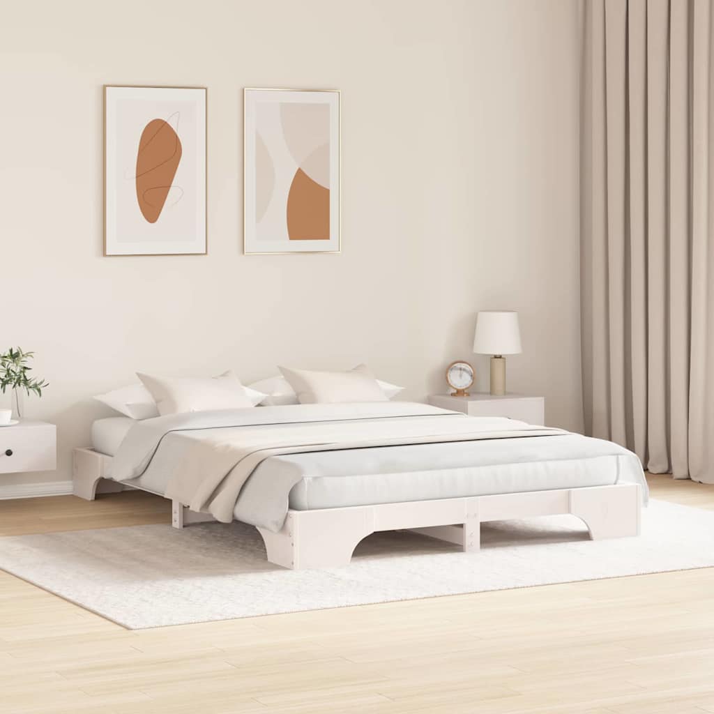 Bettrahmen Weiß 140 x 200 cm Massives Kiefernholz