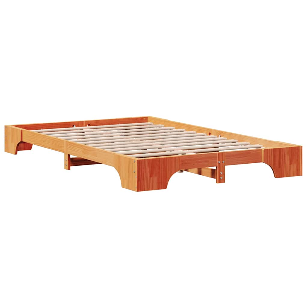 Bettrahmen Wachsbraun 140 x 190 cm Massives Kiefernholz