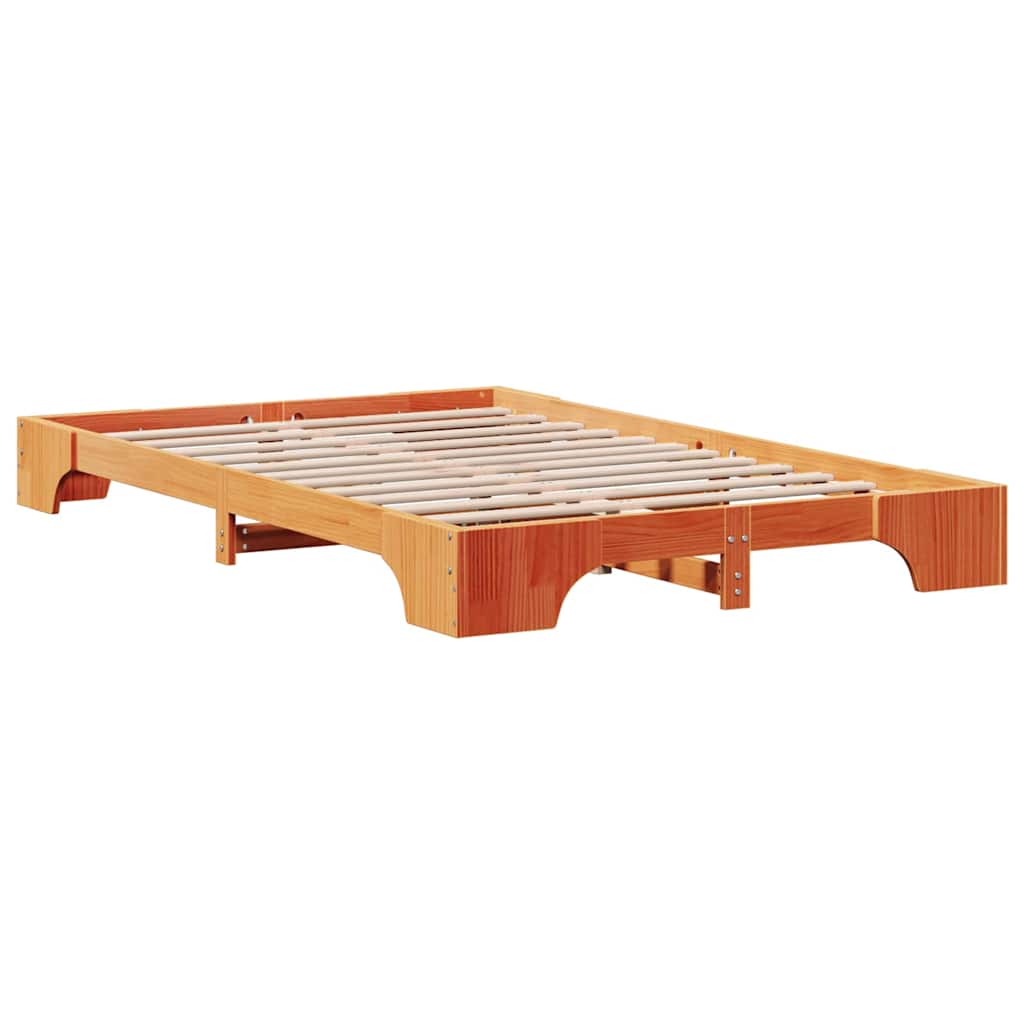 Bettrahmen Wachsbraun 140 x 190 cm Massives Kiefernholz