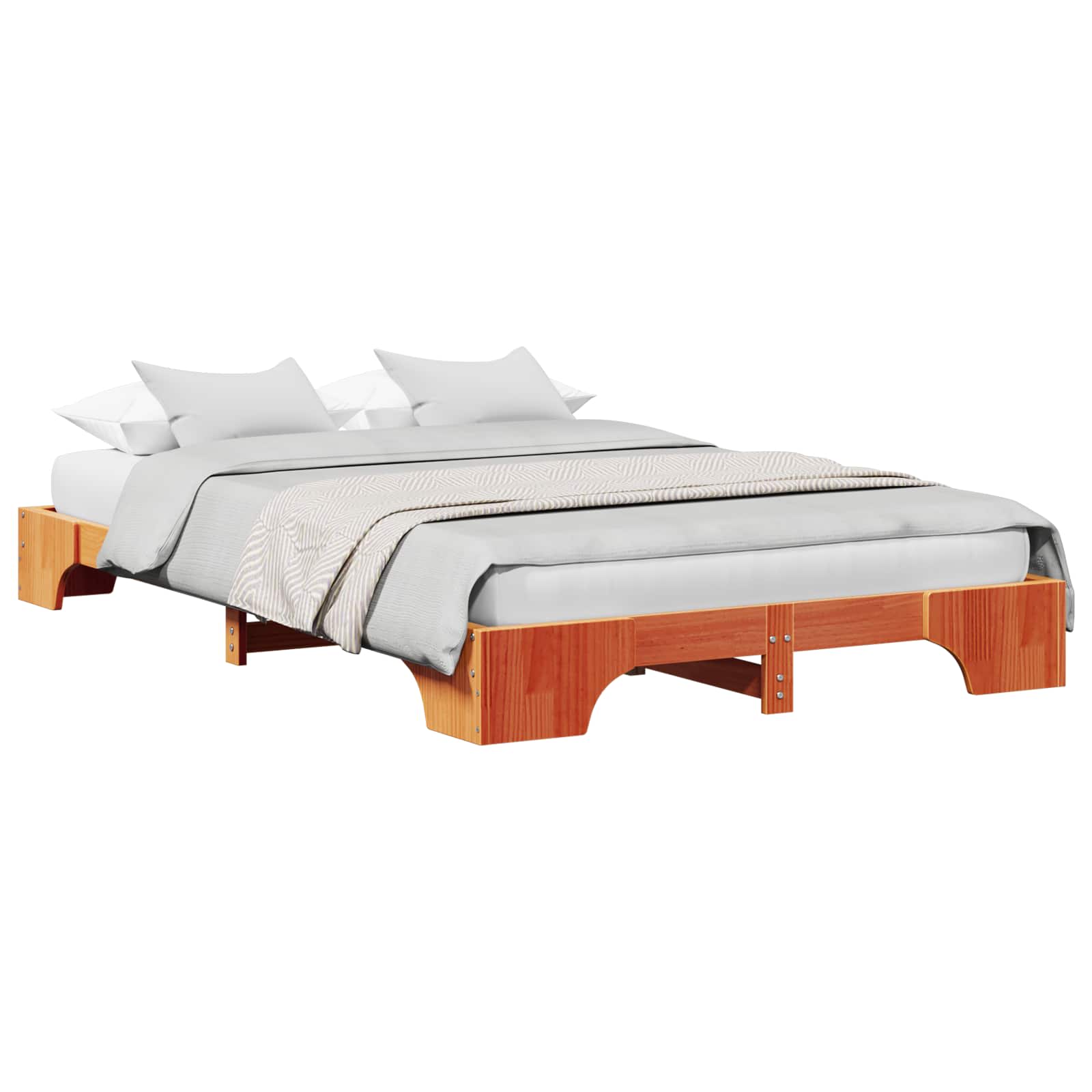 Bettrahmen Wachsbraun 135 x 190 cm Massives Kiefernholz