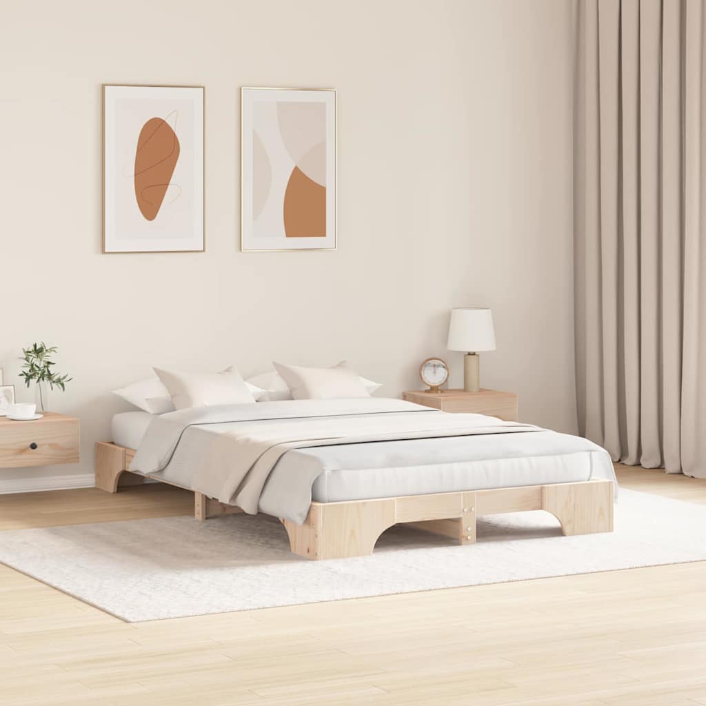 Bettrahmen Natur 120 x 190 cm Massives Kiefernholz
