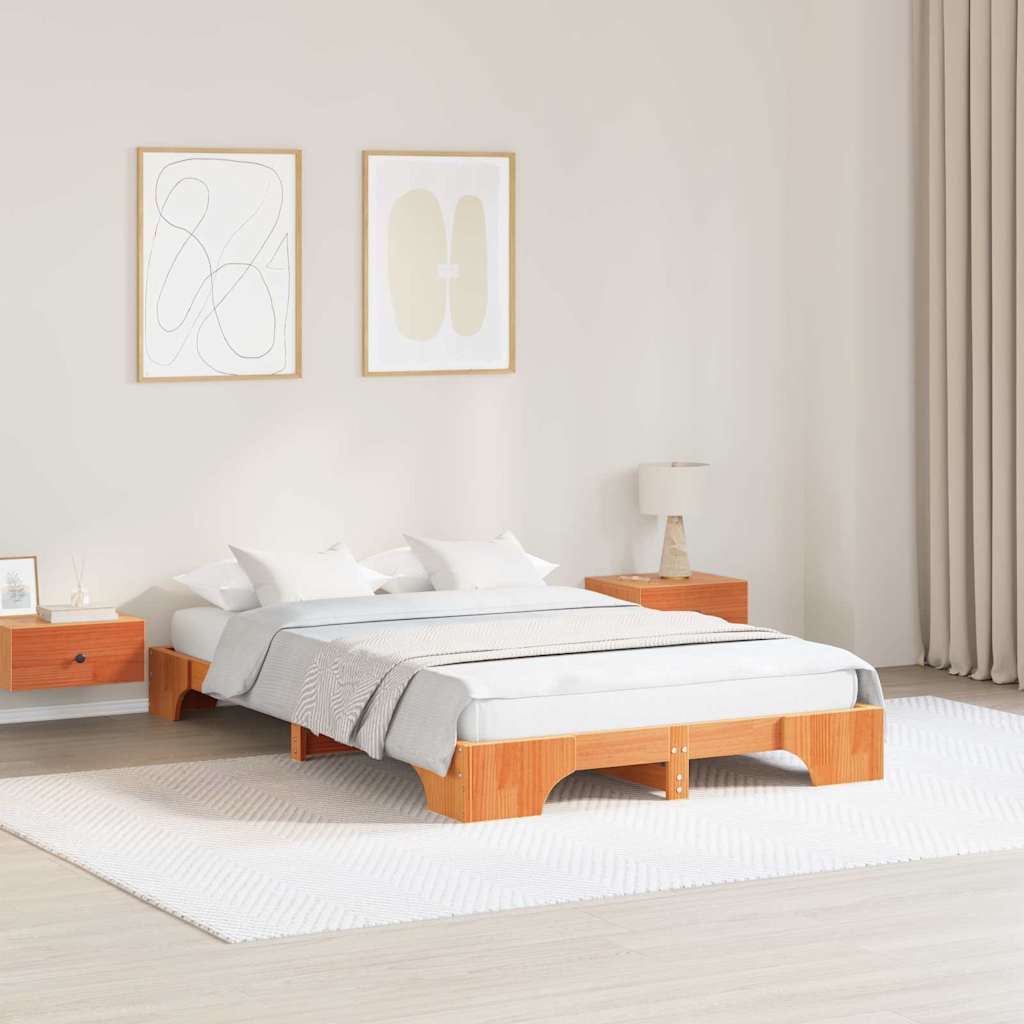 Bettrahmen Wachsbraun 120 x 190 cm Massives Kiefernholz