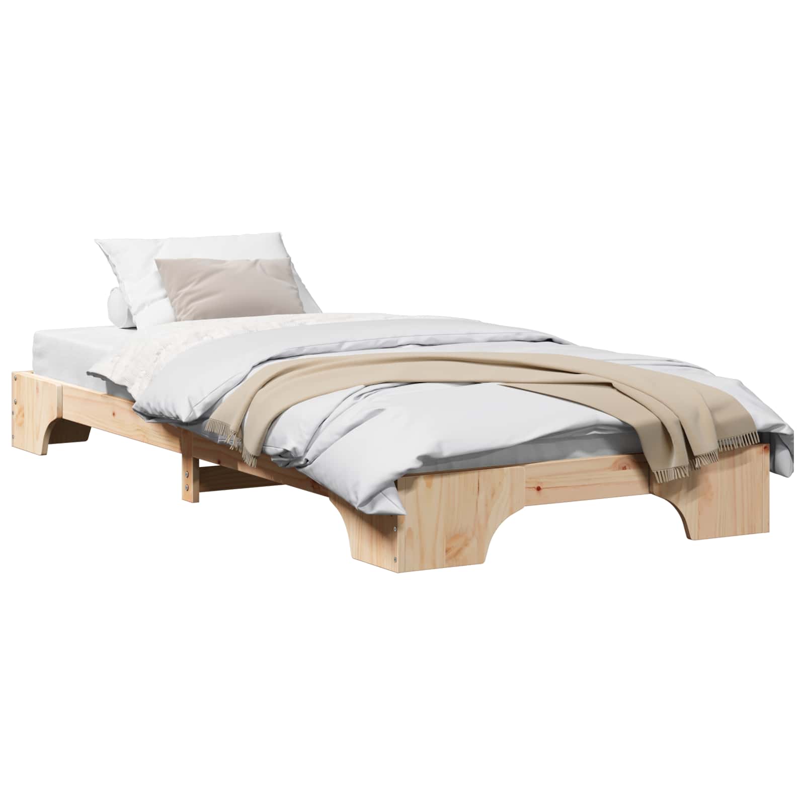 Bettrahmen Natur 90 x 190 cm Massives Kiefernholz