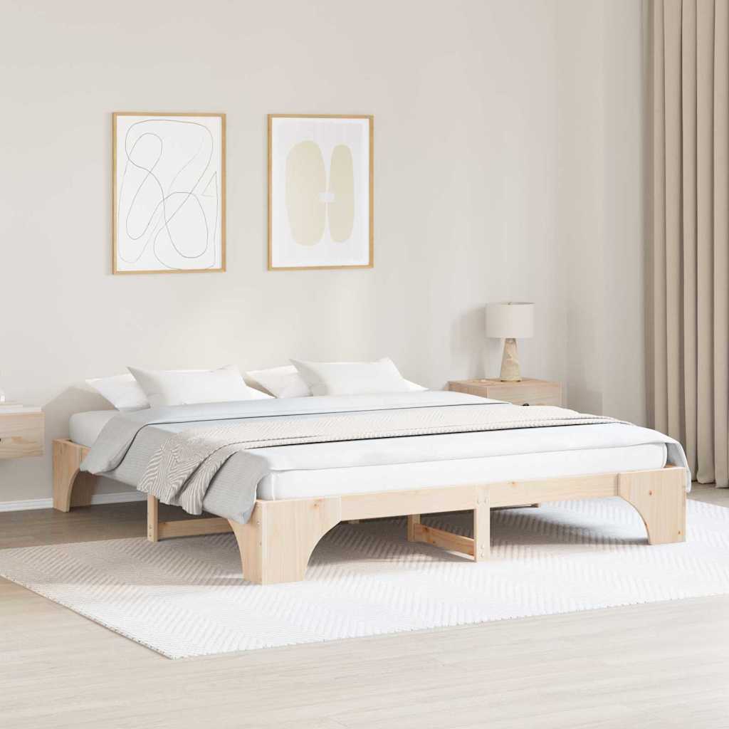 Bettrahmen Natur 200 x 200 cm Massives Kiefernholz