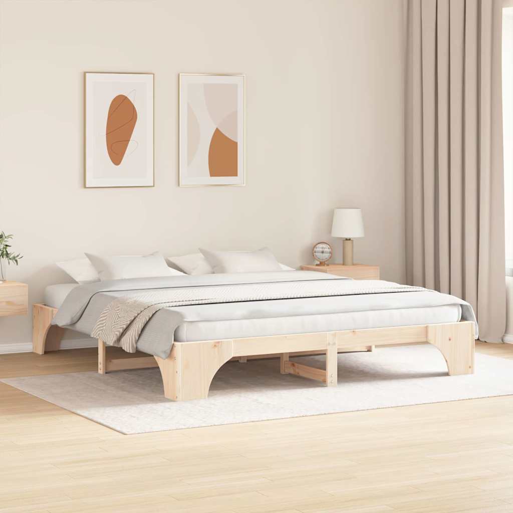 Bettrahmen Natur 200 x 200 cm Massives Kiefernholz