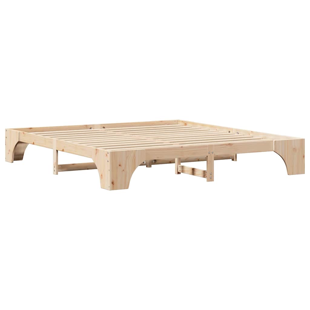 Bettrahmen Natur 200 x 200 cm Massives Kiefernholz